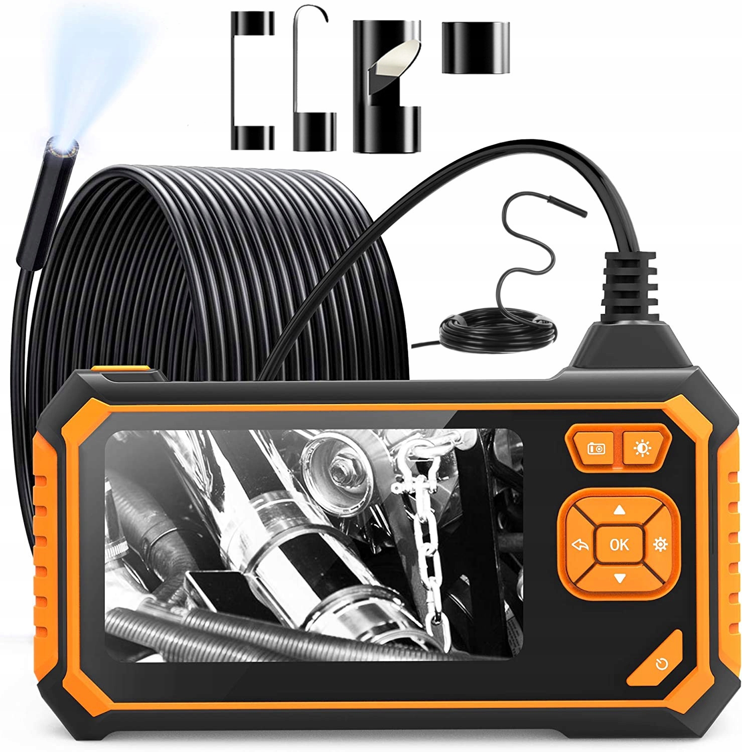 Endoskopová Inšpekčná Kamera 5M Full Hd 8x Led Endoskop Veľký LCD 4,3''