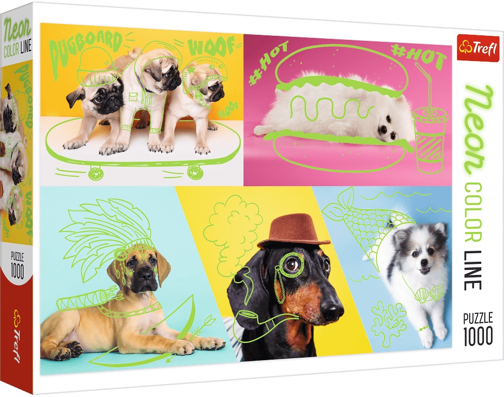 

Puzzle 1000 el. Odlotowe Psy Neon Color Line Trefl