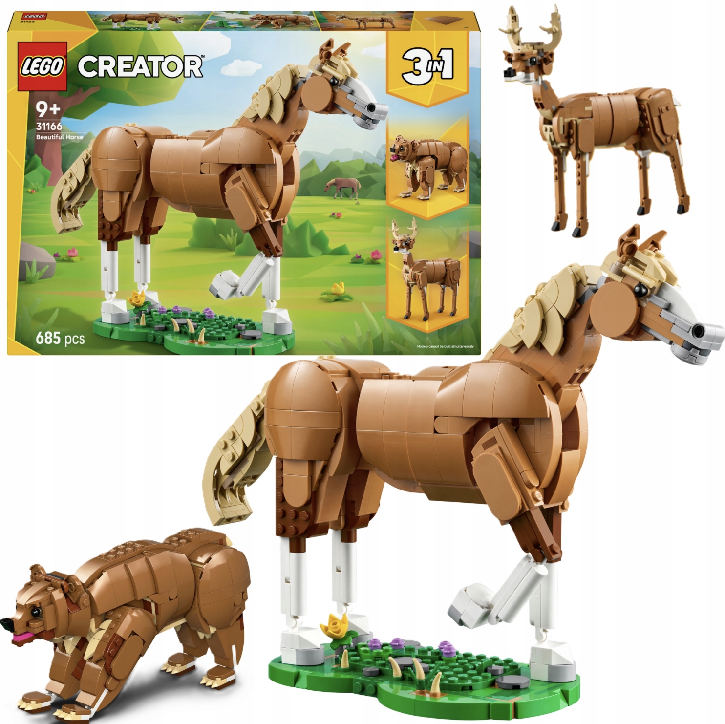 Klocki Lego Creator 3W1 31166 Piękny Koń Kucyk Niedźwiedź Sarna Zwierzęta