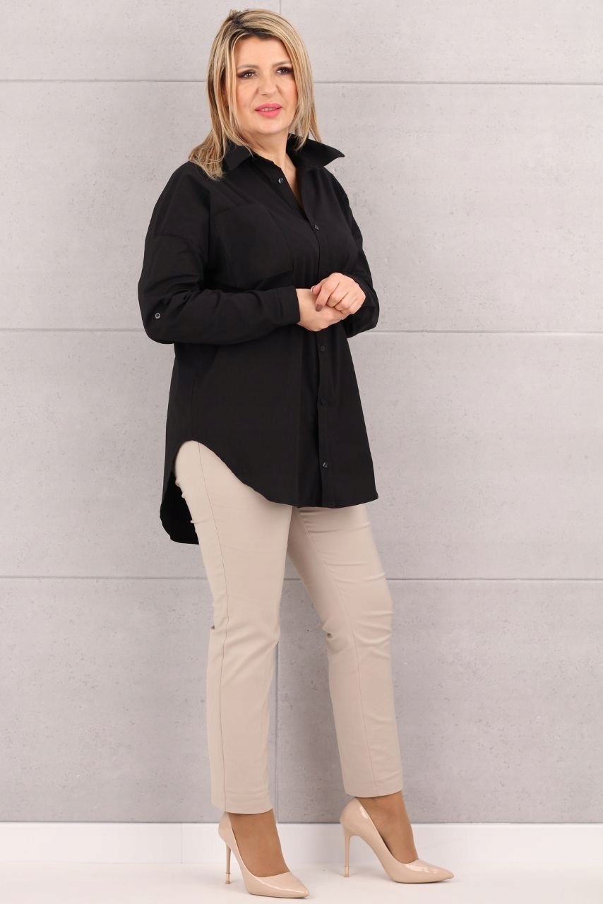 KOSZULA DAMSKA ELEGANCKA BAWEŁNIANA KLASYCZNA OVERSIZE ROZPINANA SKOSZU Rozmiar XL