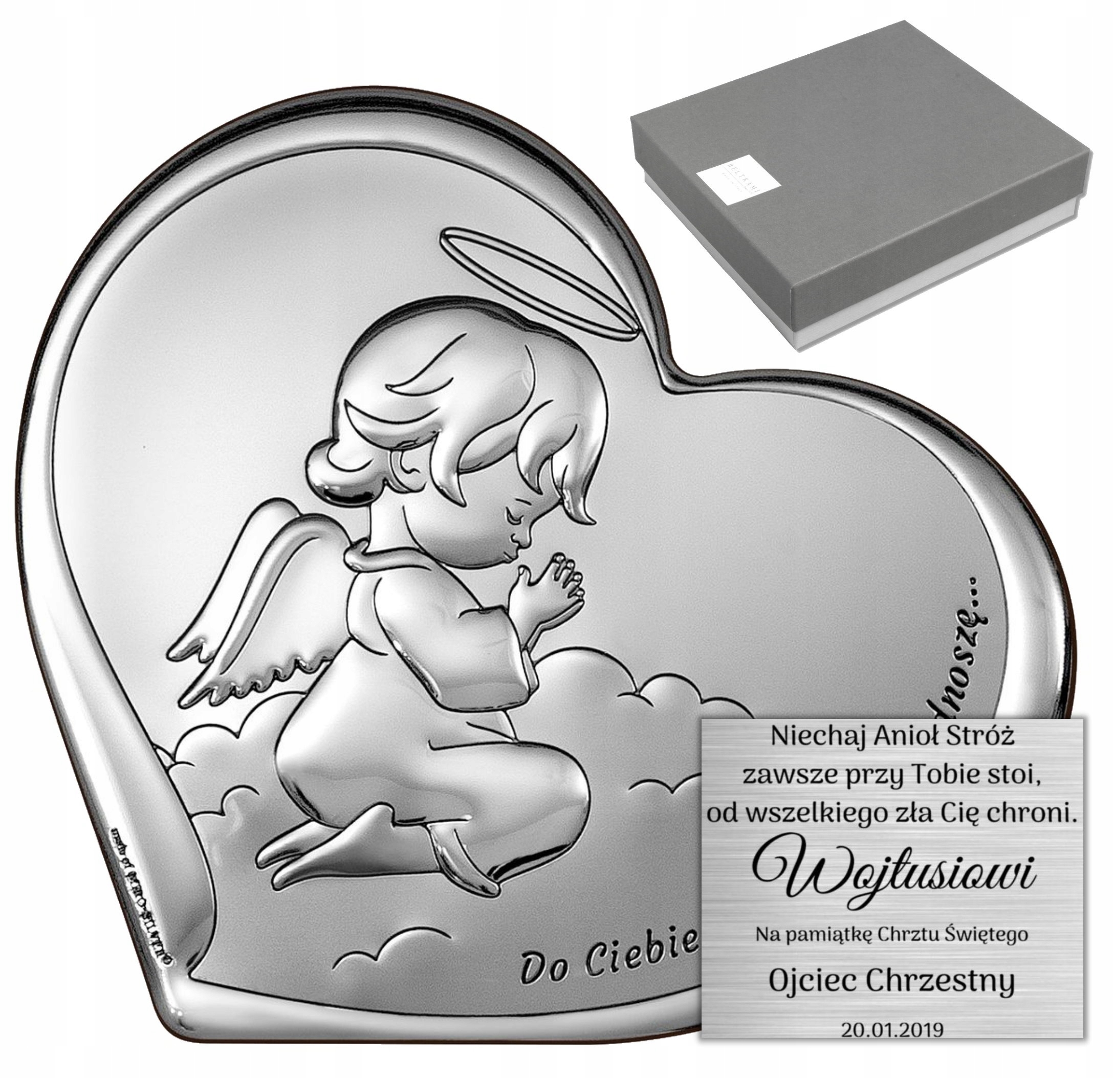 Stříbrný Obrázek Suvenýru Křtu Svatého Anděla