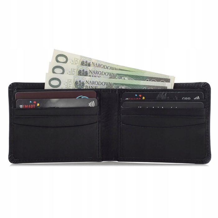 Černá Vintage peněženka na kreditní karty Pánská kůže Jucht Belveder BW38