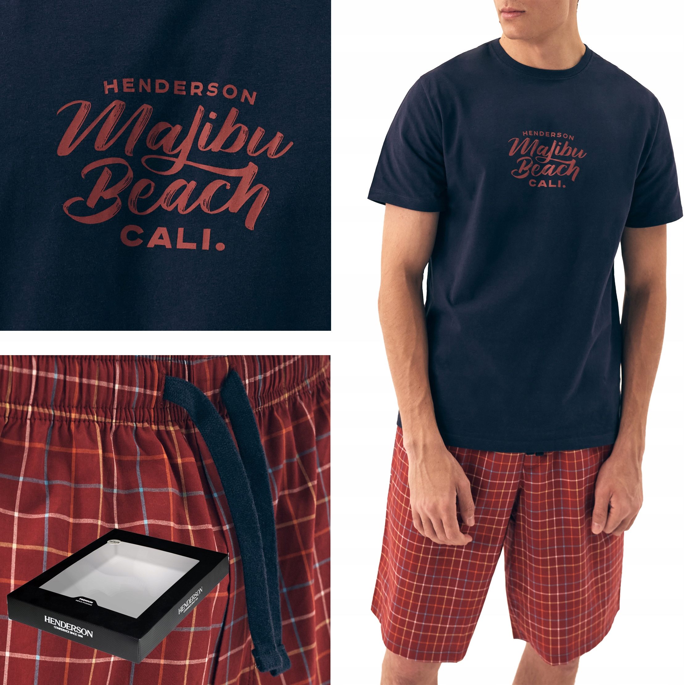 Henderson pánské pyžamo s krátkým rukávem z tkaniny Premium wl25, tmavě modré, velikost M