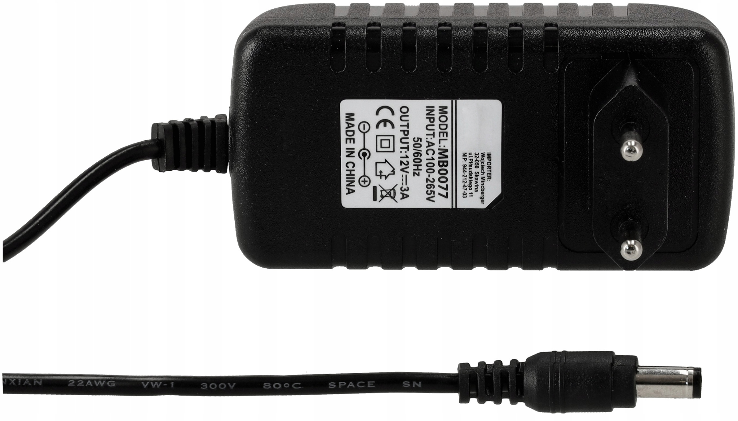 Zasilacz desktop 36W 12V 3A do taśm LED Moc 36 W