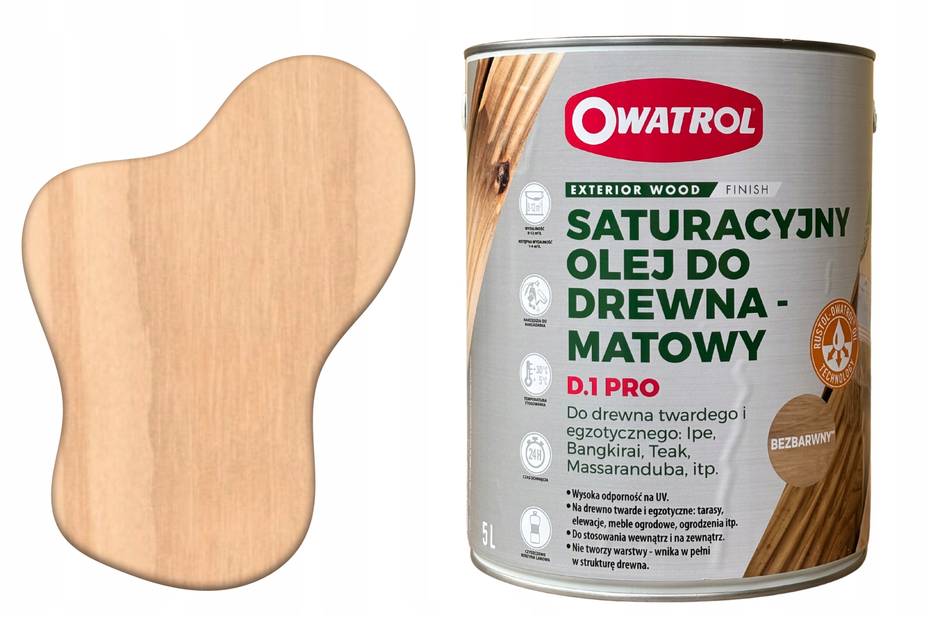 Owatrol D1 Pro – nasýtený olej na drevo s bezfarebnou Uv ochranou 5 l
