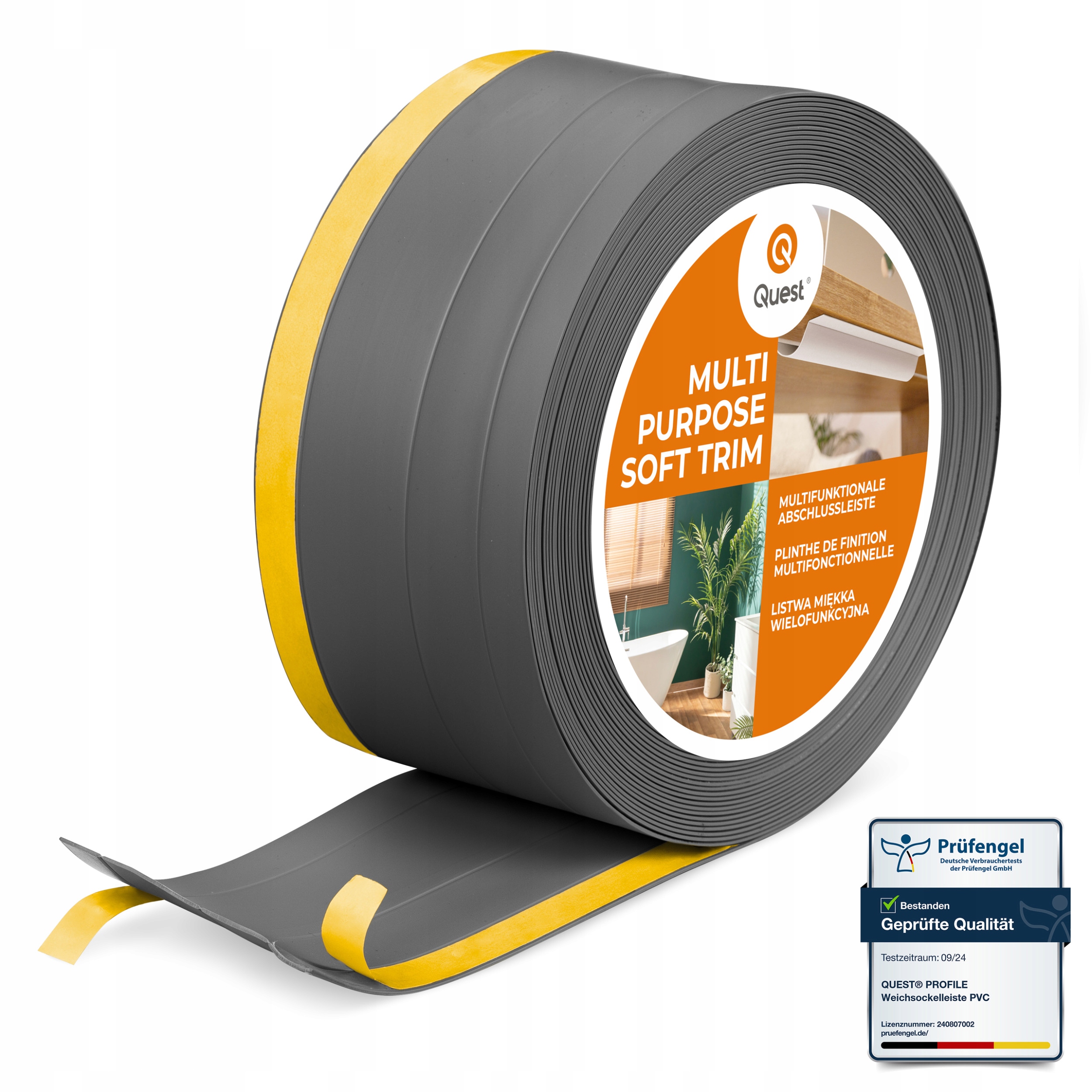 Pvc ukončovacia lišta 4v1 samolepiaca, tmavosivá 120mm, 10 m, W2