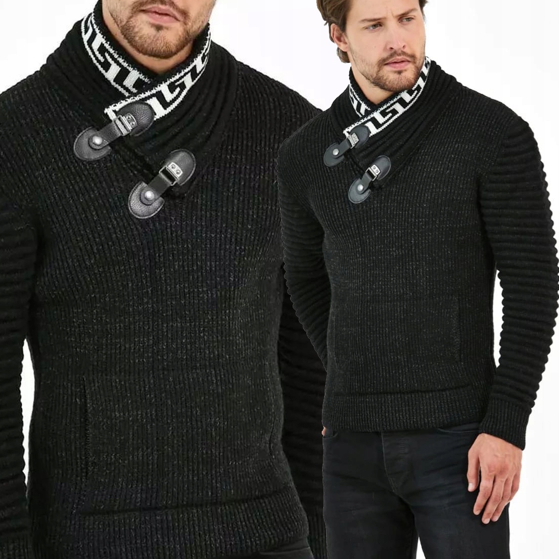 Pánský svetr Tlustý Teplý Rolák Stojáček Nákrčník