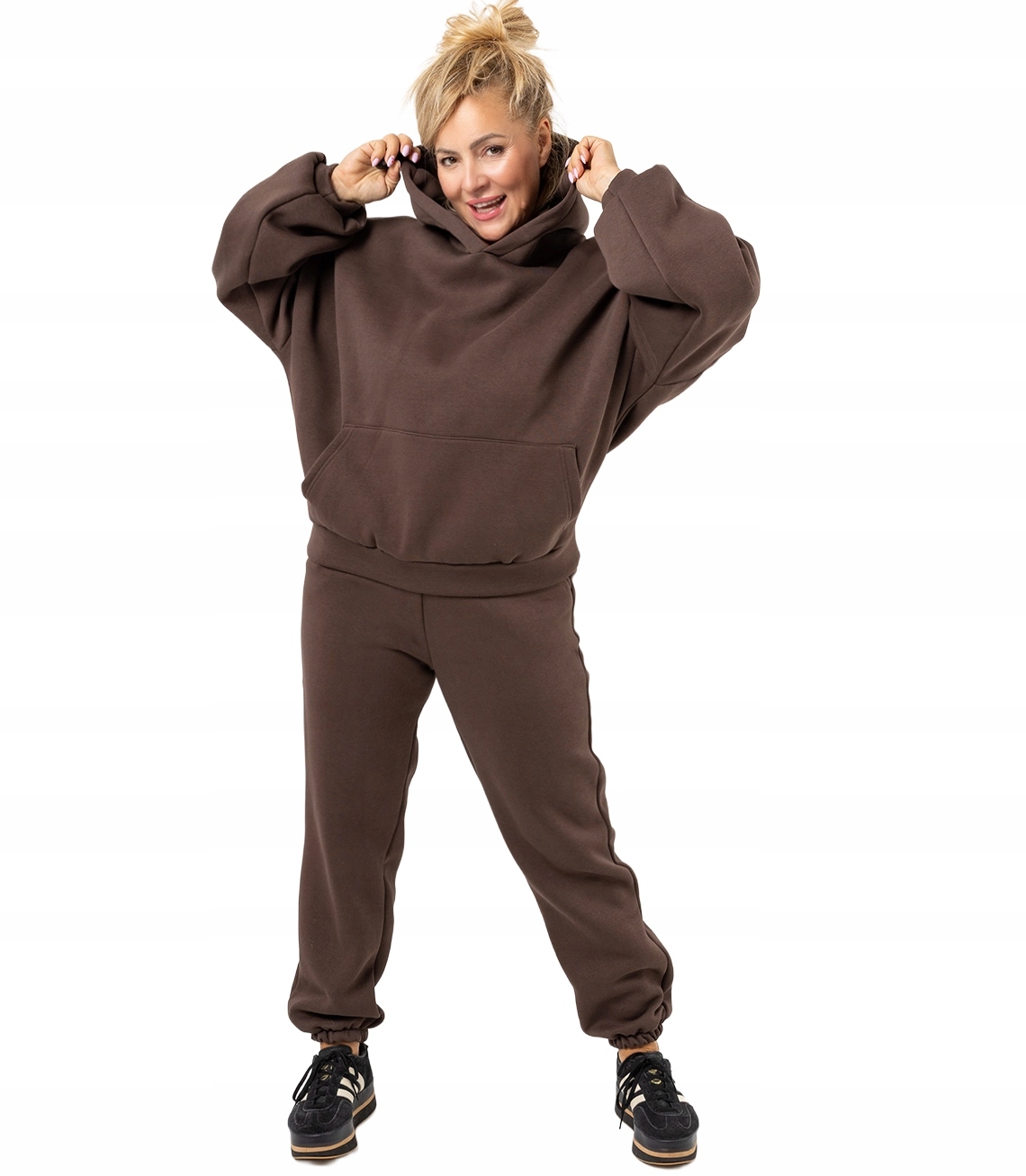 Teplá, silně zateplená dámská Tepláková Souprava krátká Mikina kalhoty univerzální velikosti