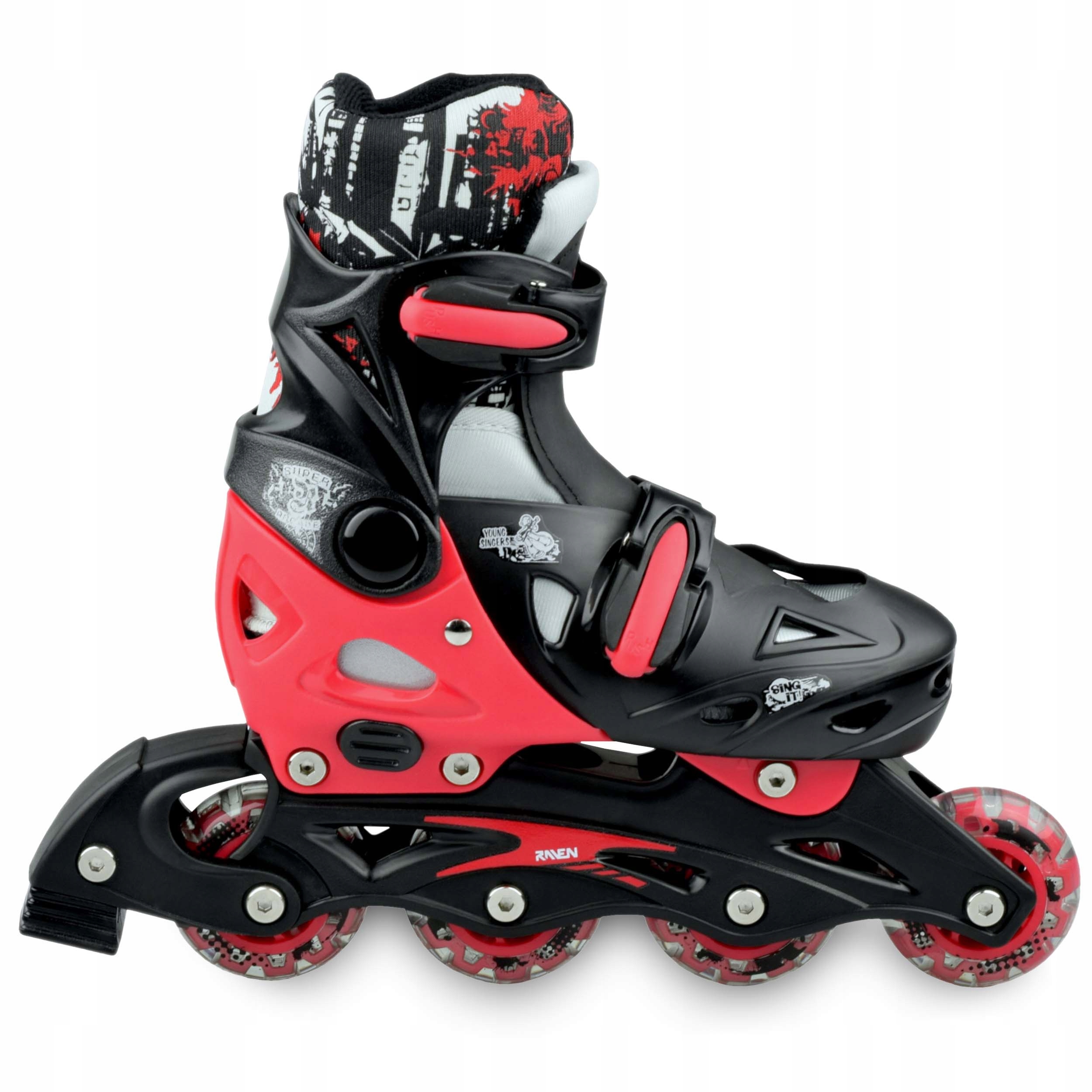 Rolko-Wrotki 3w1 Regulowane RAVEN Singer Black/Red 37-40 Model Singer