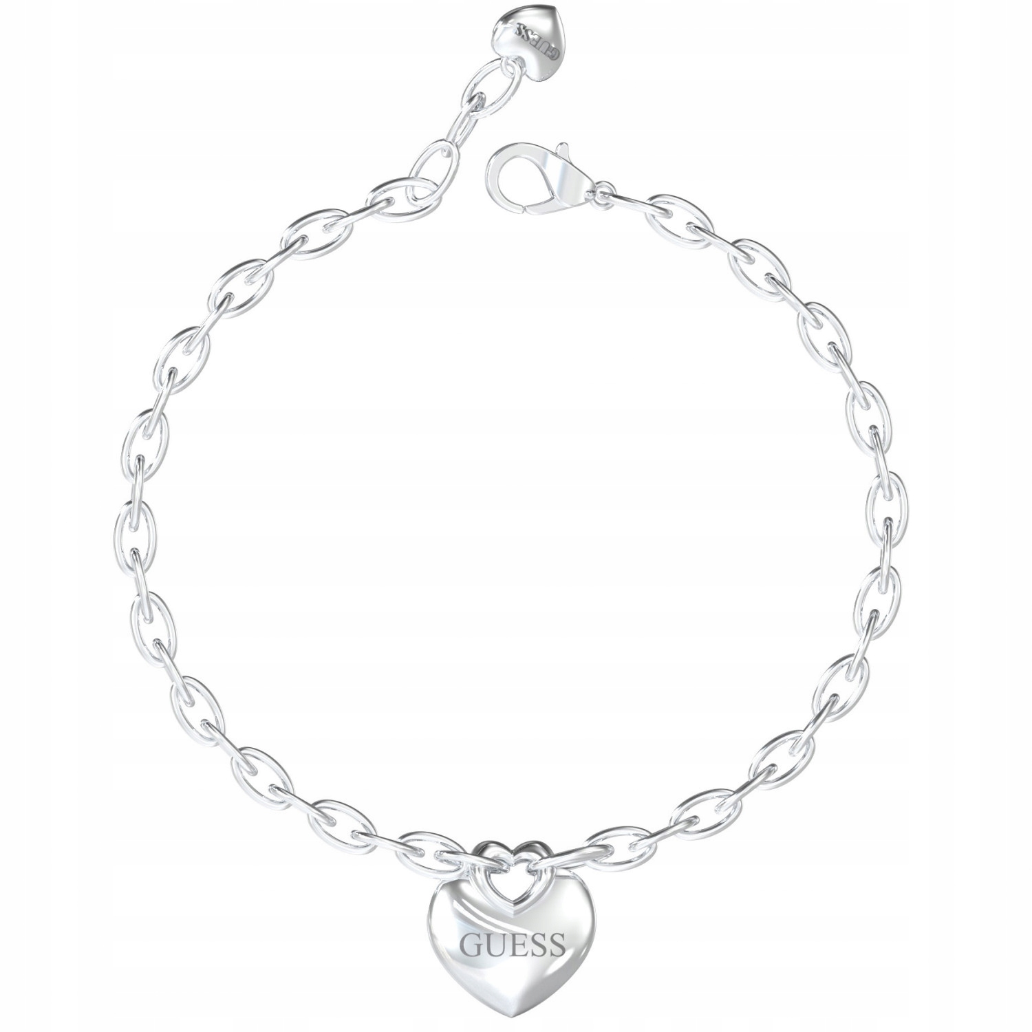 Dámský stříbrný náramek Guess srdce 18 cm