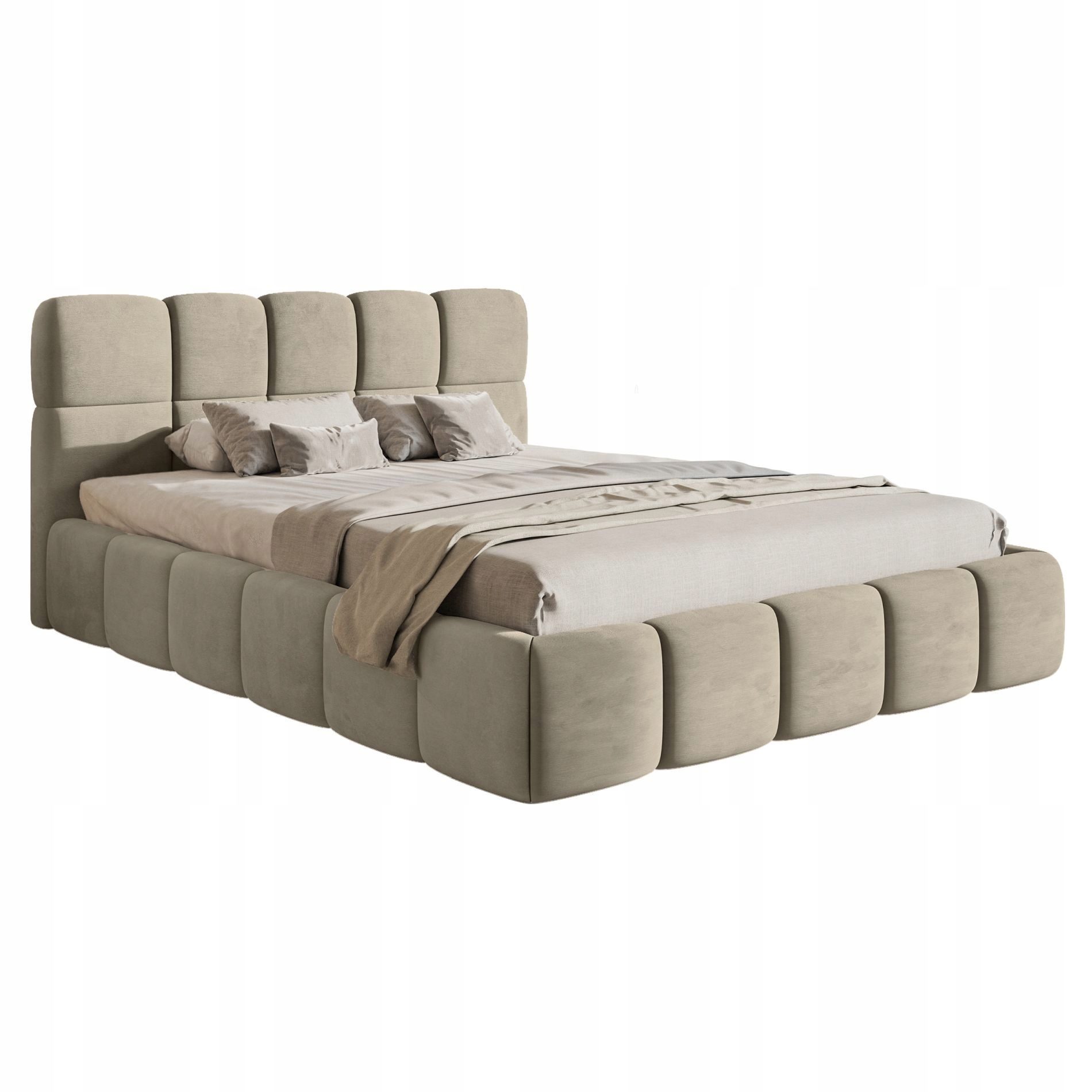 Čalouněná postel 120 x 200 cm Cloudy šedobéžová velurová