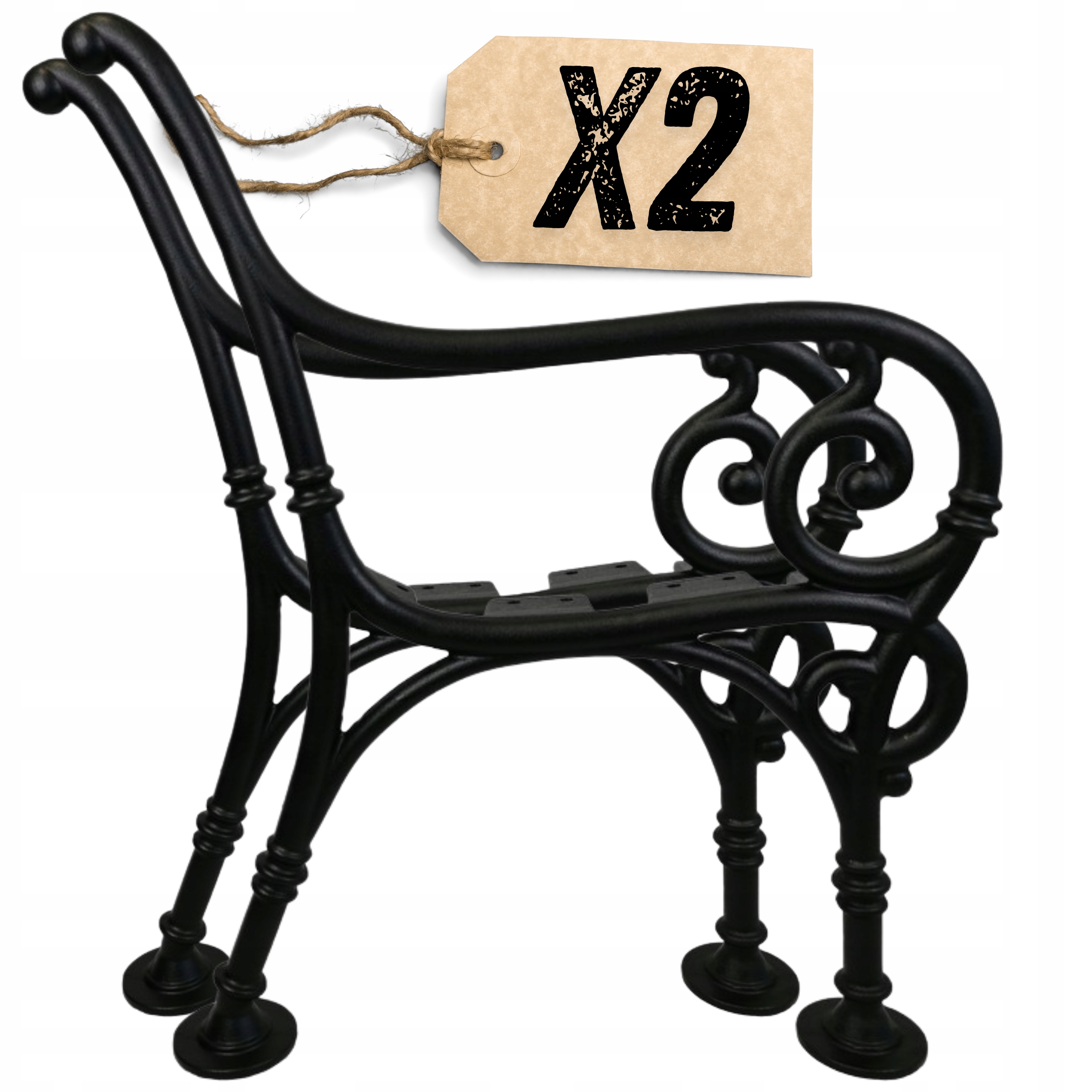 2w1 Wiedeńskie żeliwne nogi do ławki ogrodowej czarne 32kg Lewa i Prawa