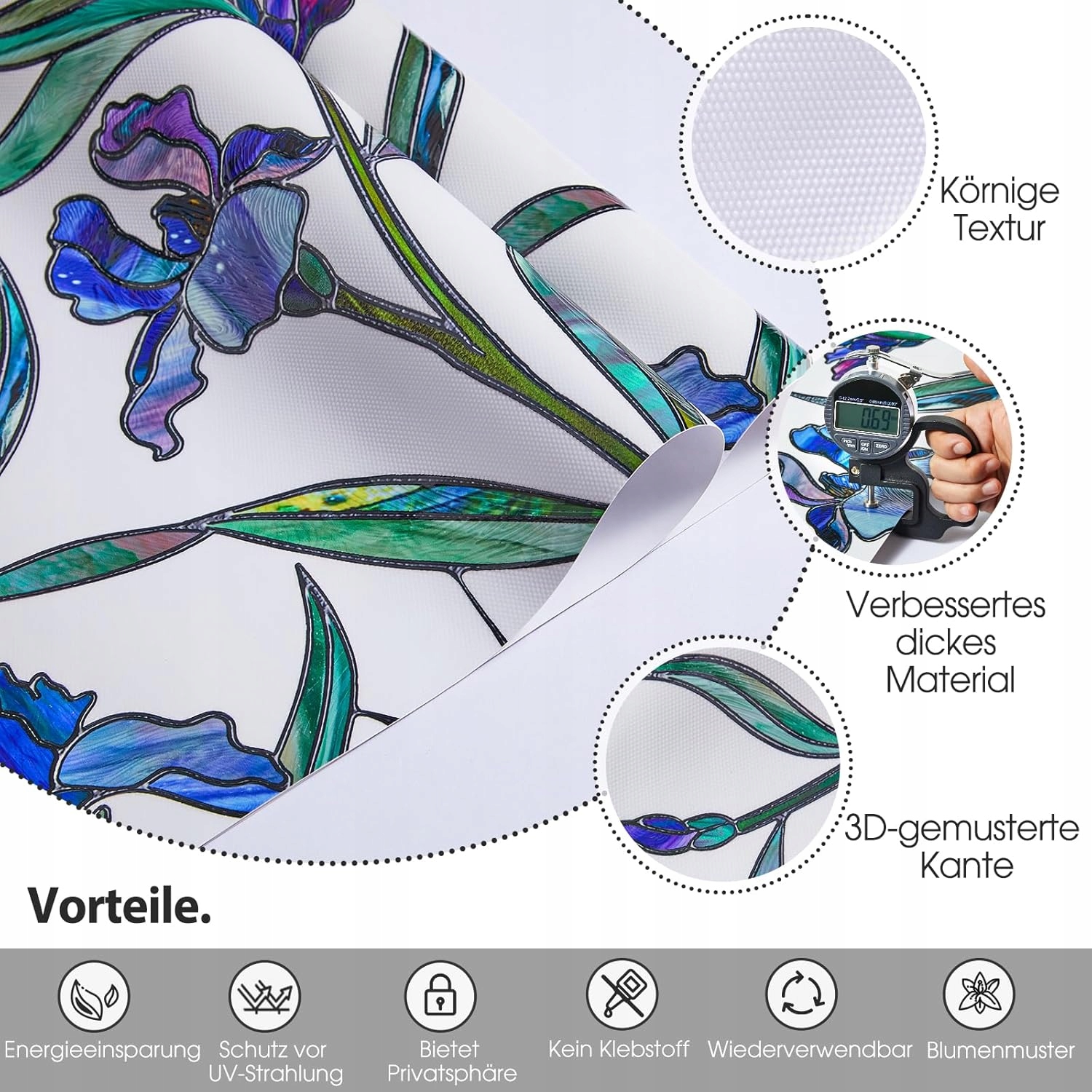 Folia okienna Lifetree z wzorem orchidei, 43x100 cm, samoprzylepna, matowa Transparentność matowa