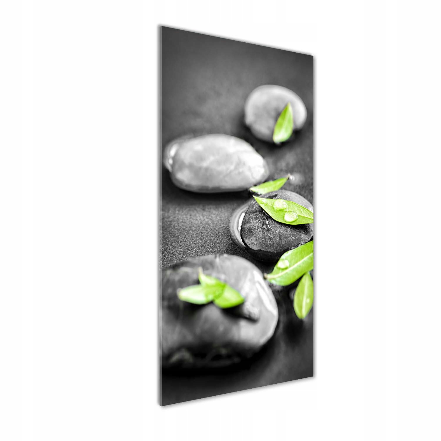 

Foto obraz na szkle Liście kamienie zen 50x125 cm
