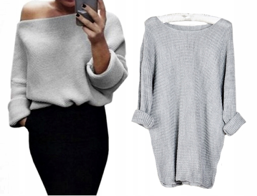 MIĘCIUTKI LUŹNY SWETER ODKRYTE RAMIĘ OVERSIZE 105 Odcień karmelowy