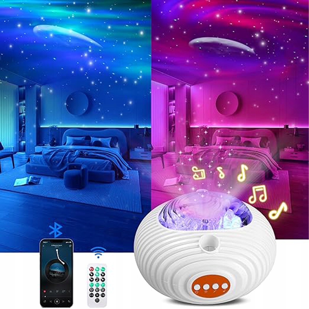 PROJEKTOR GWIAZD DLA DZIECI RZUTNIK NIEBA LAMPKA NOCNA GŁOŚNIK BLUETOOTH Jasność 600 lm