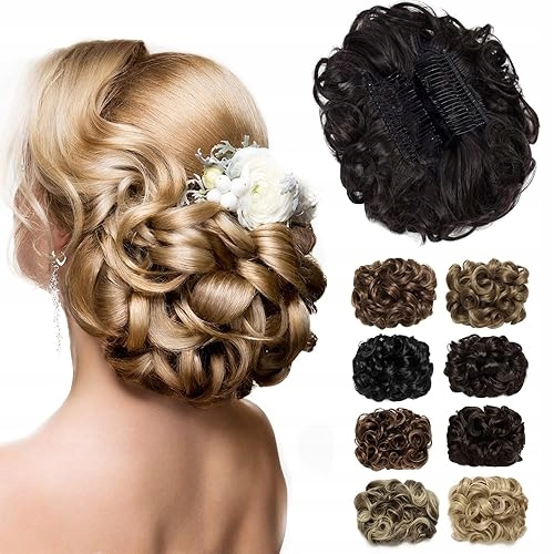 Příčesek Na Vlasy Drdol Scrunchie Kudrnatá Tmavě Hnědá Pro Ženy na párty