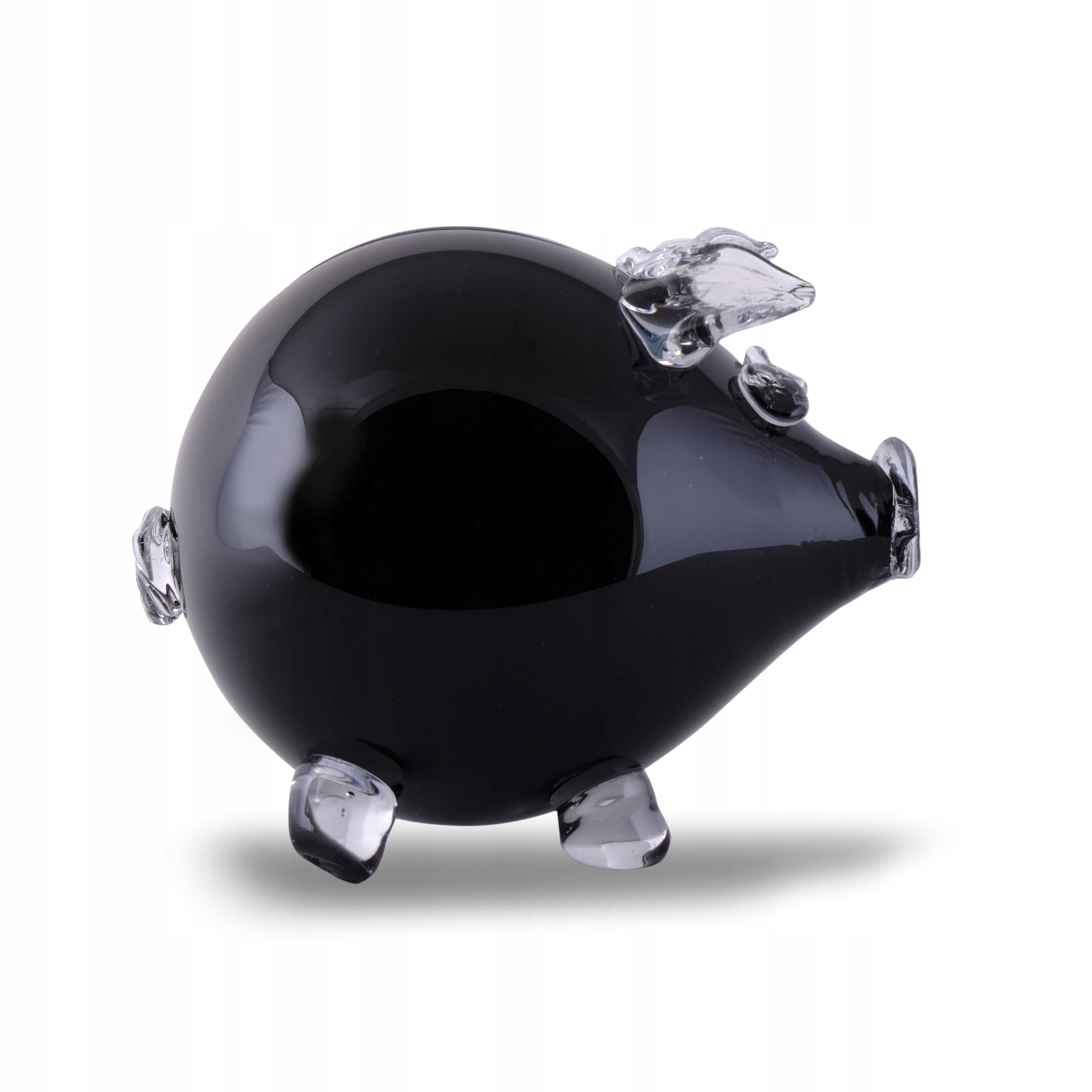 SKARBONKA NA PIENIĄDZE CZARNA ŚWINKA SZKLANA prezent na komunię oszczędność