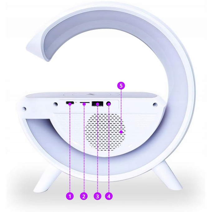 Inteligentna lampa LED RGB z ładowarka QI głośnik budzik zegar radio 7 kolo Rodzaj gwintu zintegrowane źródło LED