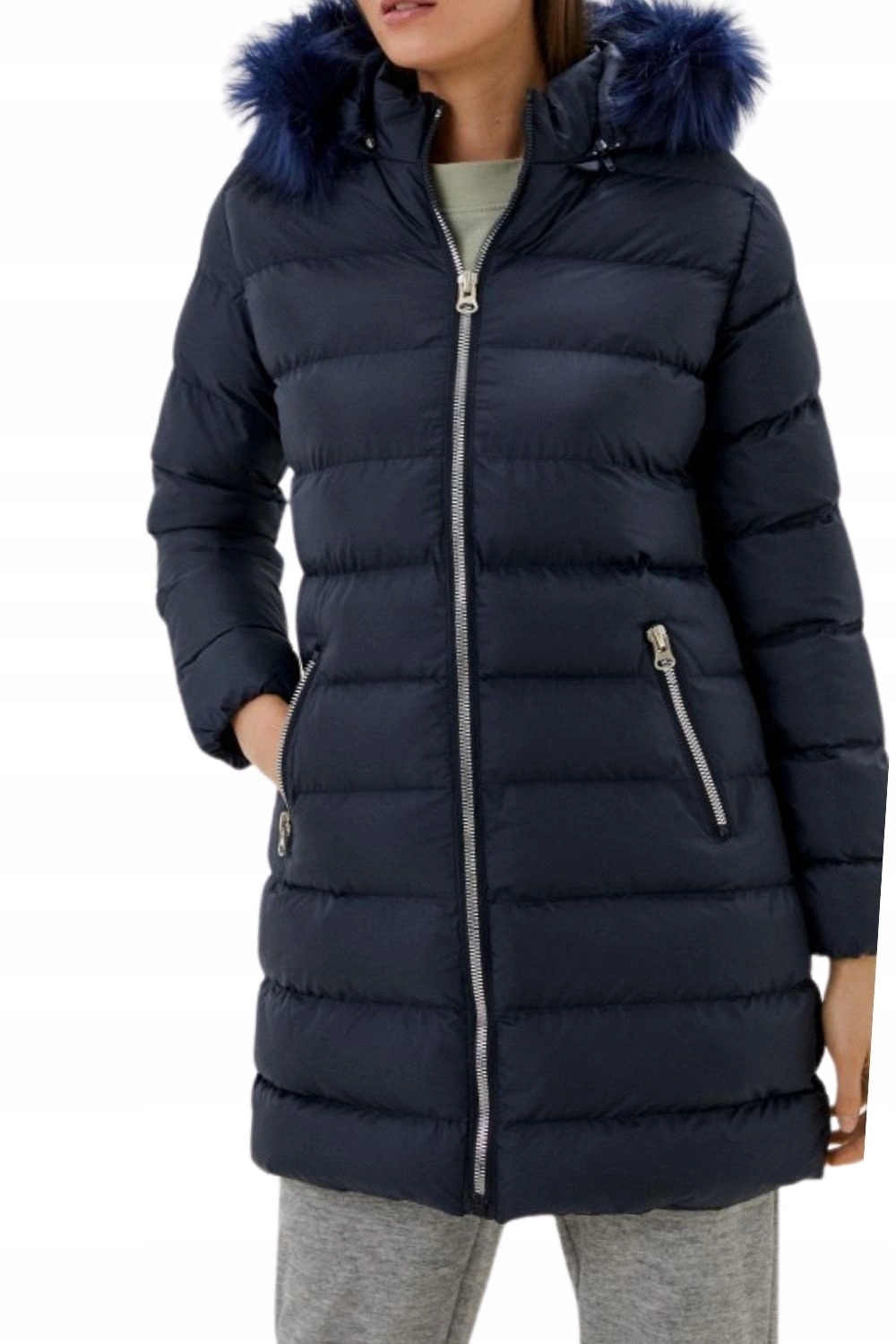 Dámský kabát Felix Hardy, módní, tmavě modrý, prošívaný, zateplený, vel. M