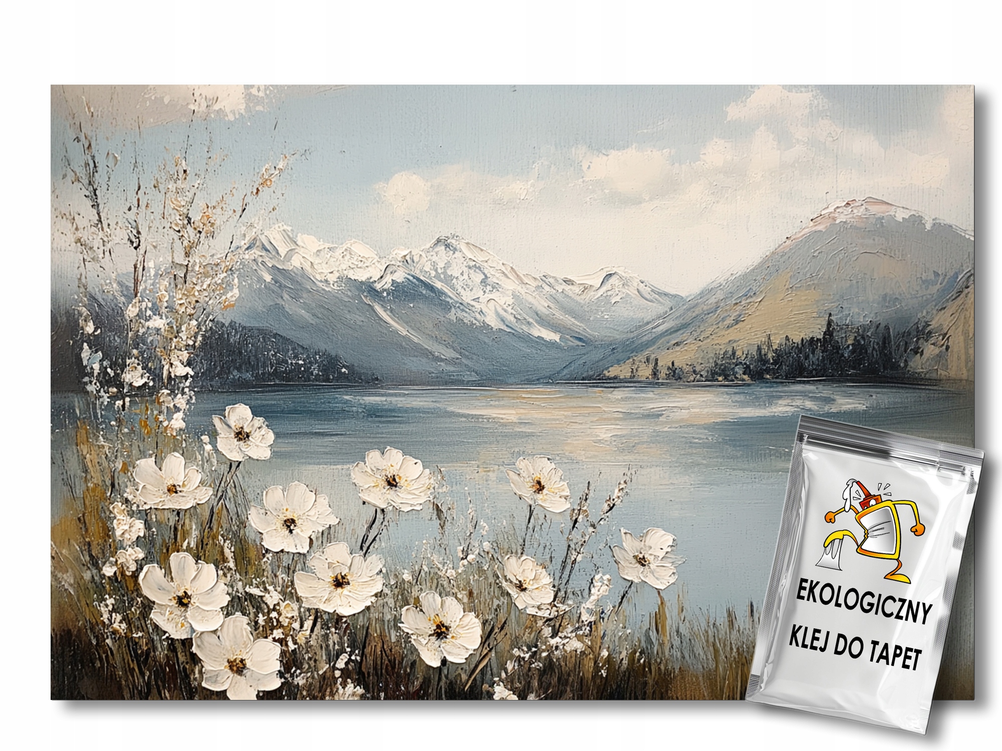 Fototapeta Flizelina Krajina Hory Jezero Bílé Květiny Jaro 250x175 110g