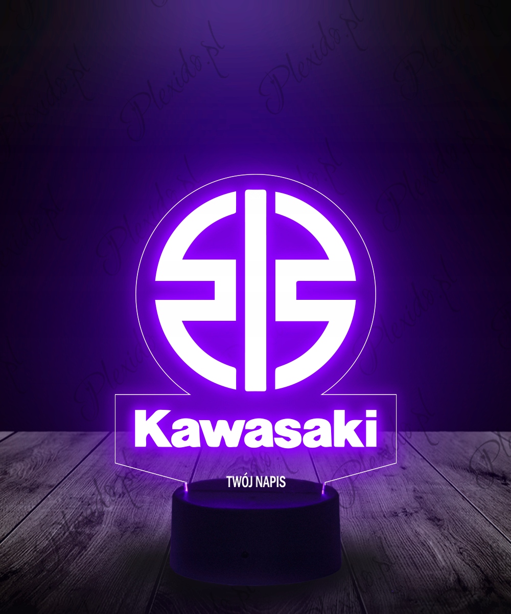 Lampka Nocna LED Kawasaki Logo Grawer Imię Marka Plexido