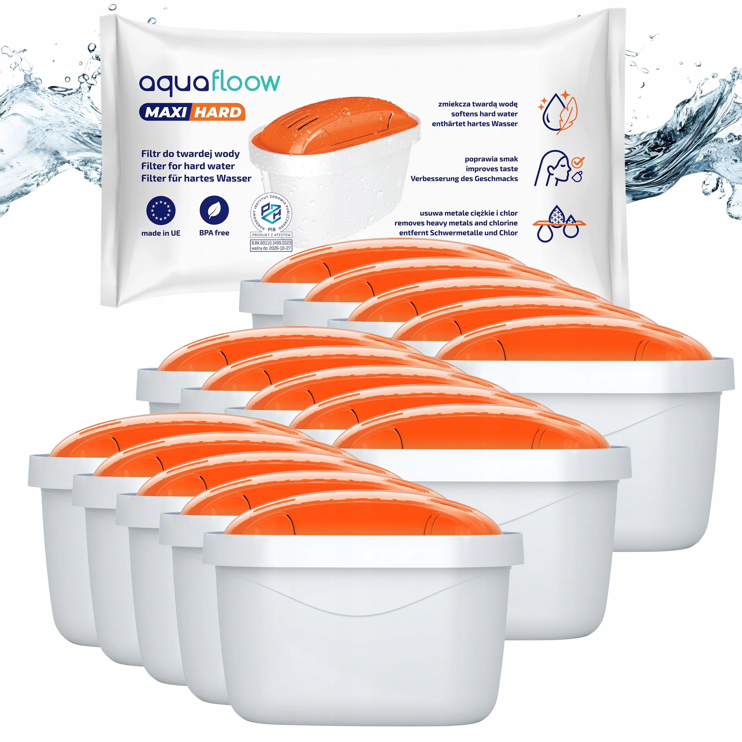 AquaFloow Maxi Hard filtr do dzbanka Brita Dafi zamiennik twarda woda 15x