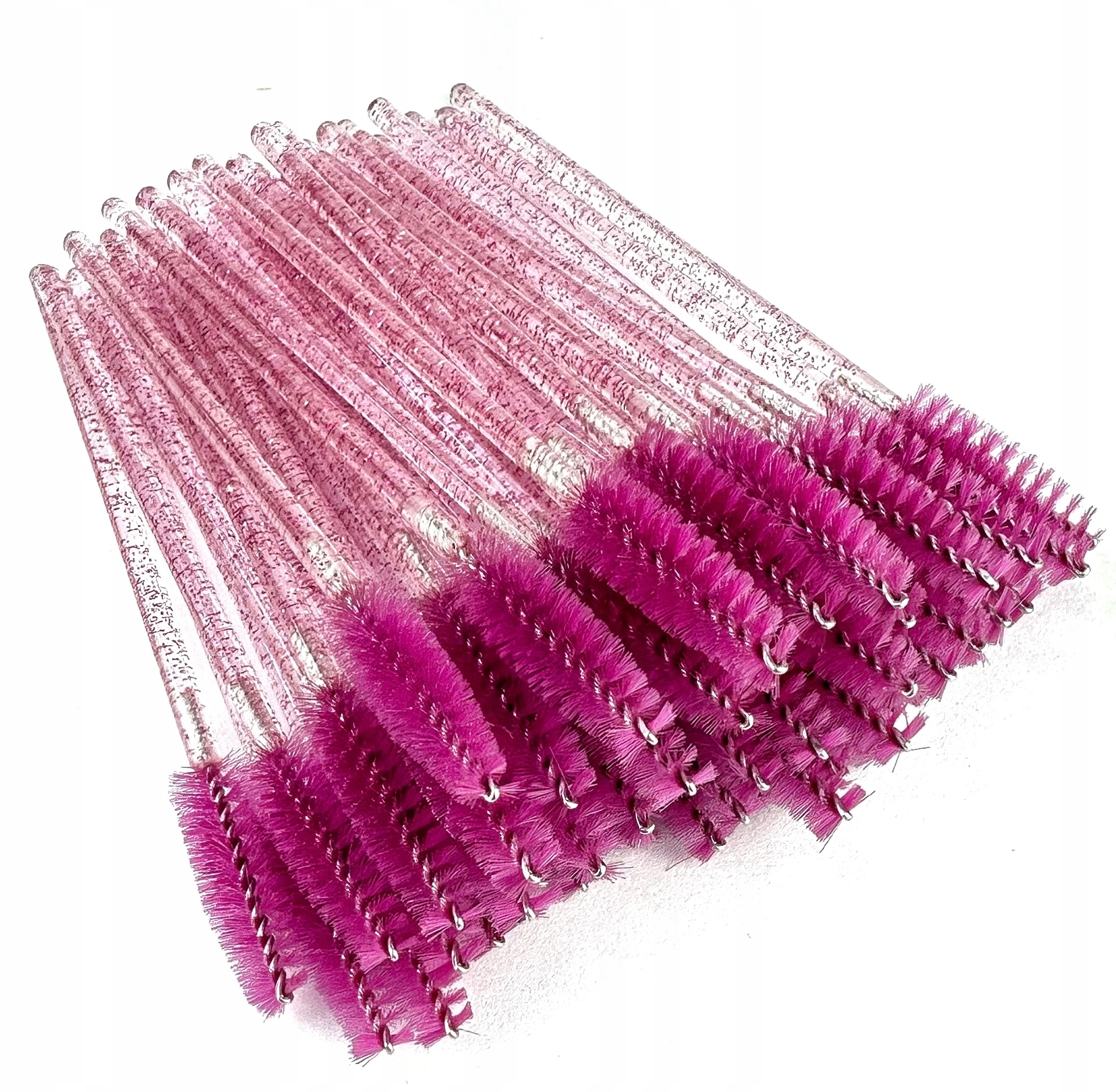 SZCZOTECZKI BROKAT DO RZĘS I BRWI 50szt CIEMNY RÓŻ