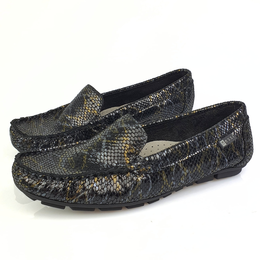 Nessi 17130 mokasyny czarne wzór wąż skóra r. 37 Marka Nessi