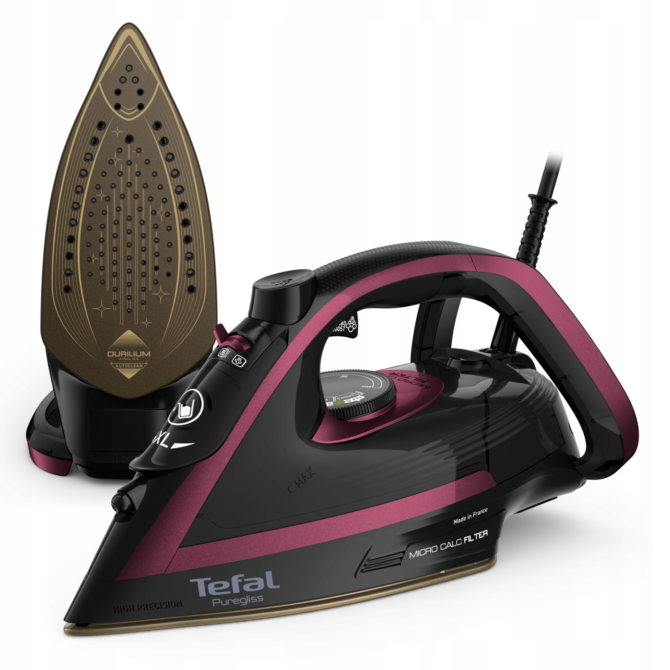 Żelazko parowe ceramiczne Tefal Puregliss FV8065 3000W strażak anti-drip