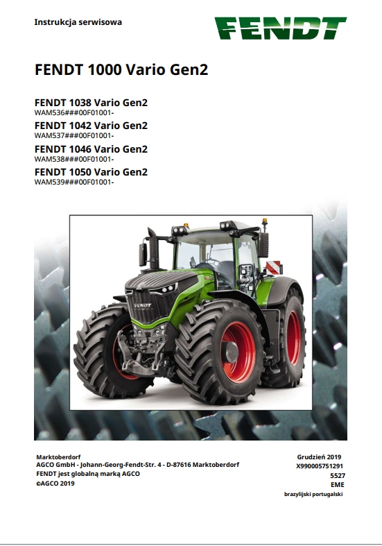 Instrukcja Napraw FENDT Vario 1038, 1042, 1046, 1050 Gen 2 PL