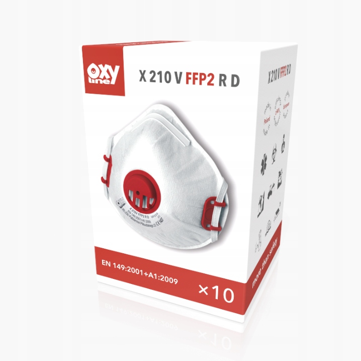 PÓŁMASKA MASKA FILTRUJĄCA PYŁOWA FFP2 OxyLine PL maseczka z zaworkiem Marka Oxyline