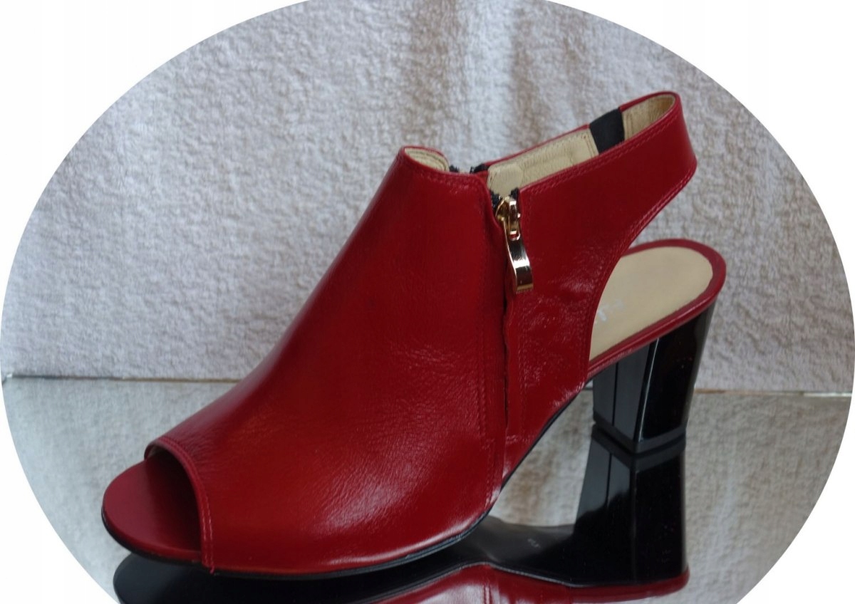 

Sskórzane sandałki Fashion obcas H czerwone 42