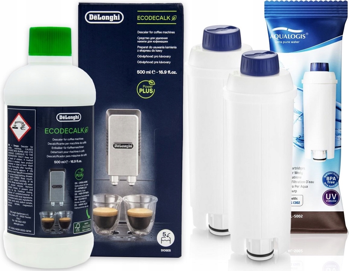 Oryginał Odkamieniacz Delonghi 500ml +2x Filtr Do Ekspresu Delonghi AL-S002