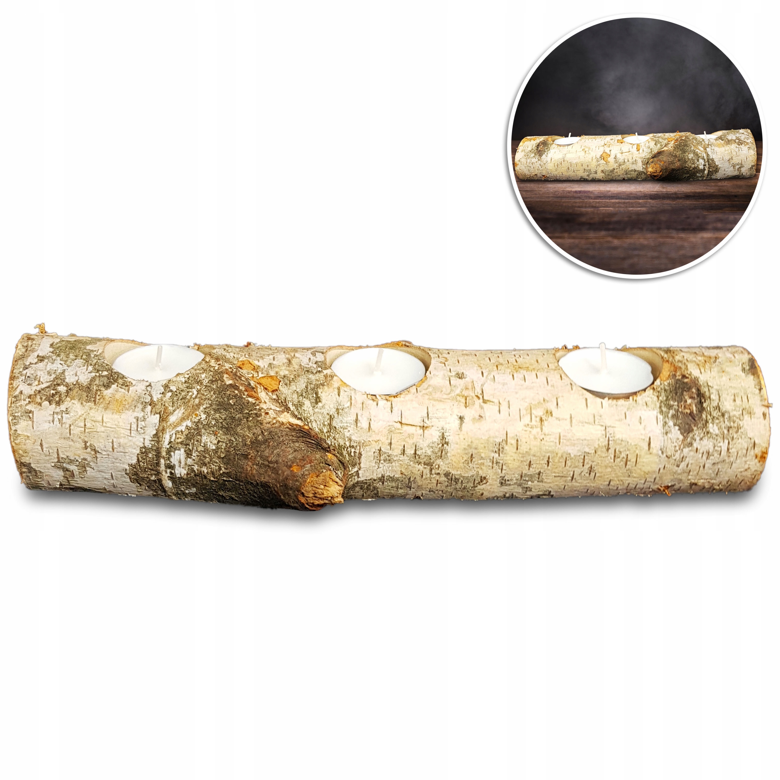 

Drewniany Świecznik Na 3szt. Tealight 30cm Eko
