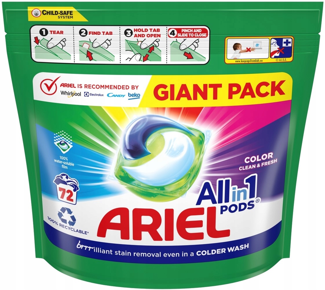 Levně Kapsle na praní Ariel All in 1 pods Kolor 72 ks Gianat Pack