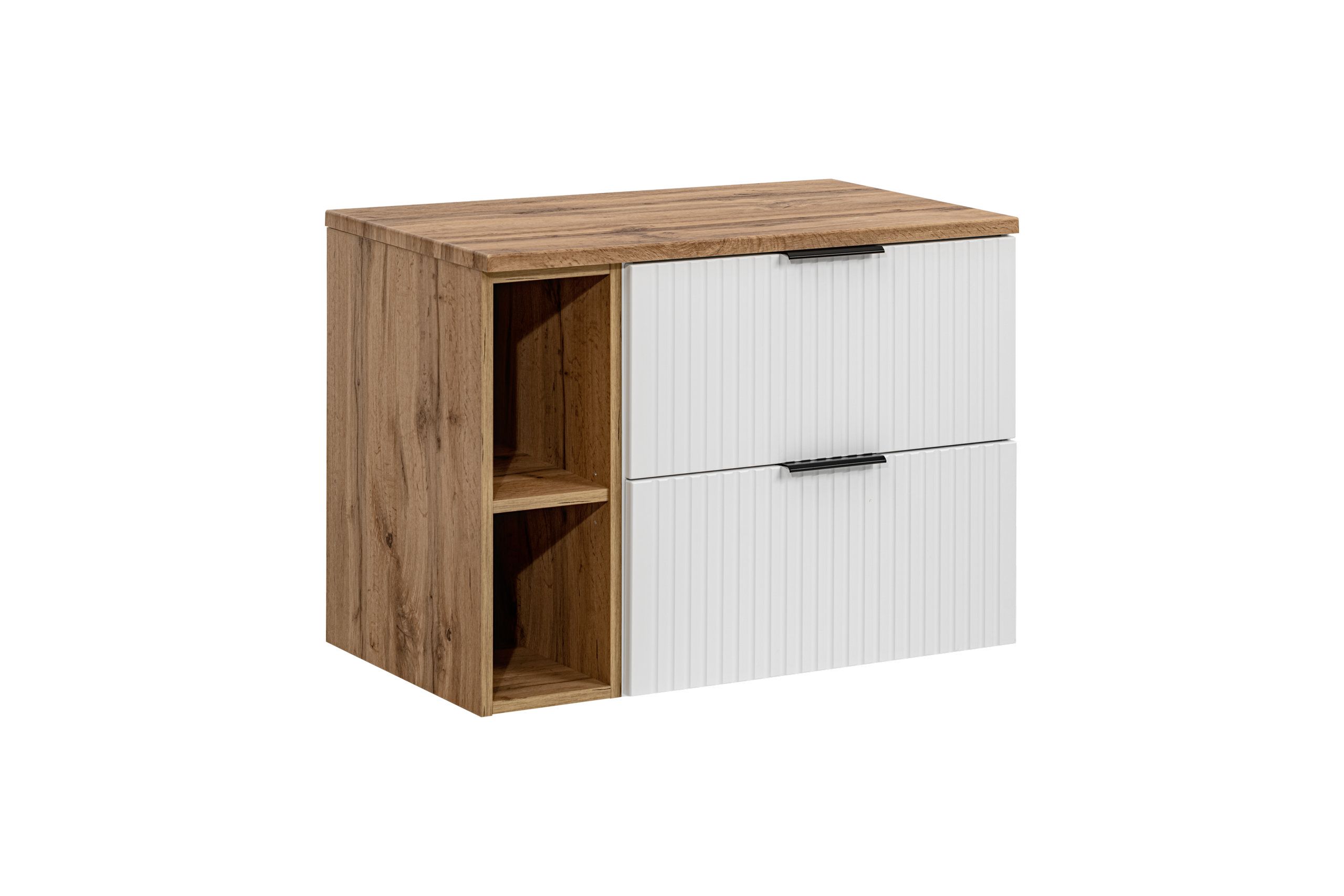 BIAŁA SZAFKA ŁAZIENKOWA Z BLATEM 80 CM + PÓŁKA Głębokość mebla 46.5 cm