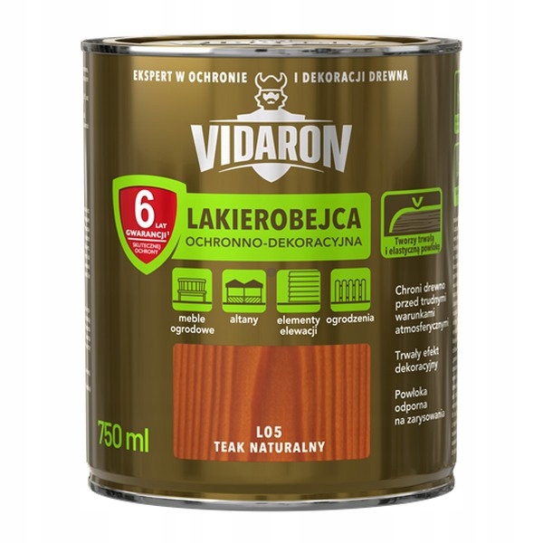Vidaron Lakierobejca 0,75L L05 Teak Naturalny tik tek do drewna