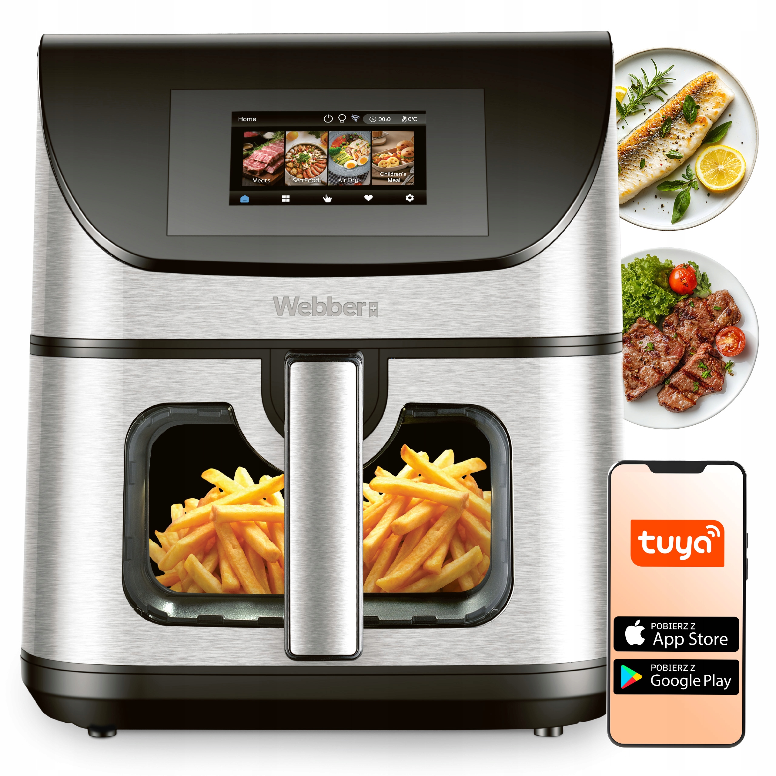 Beztuková Fritéza Air Fryer 8 L Wifi Nepřilnavá 10P 2200W