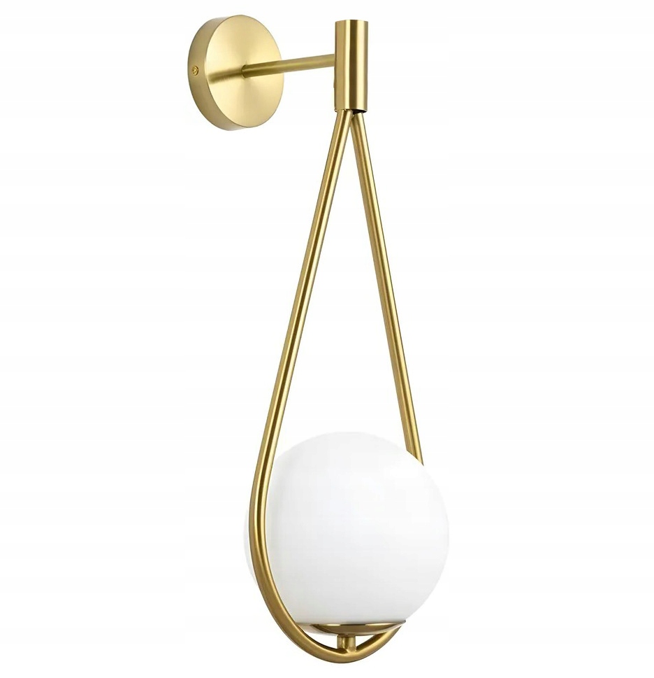 Kinkiet G094 złoty lampa ścienna mleczna kula