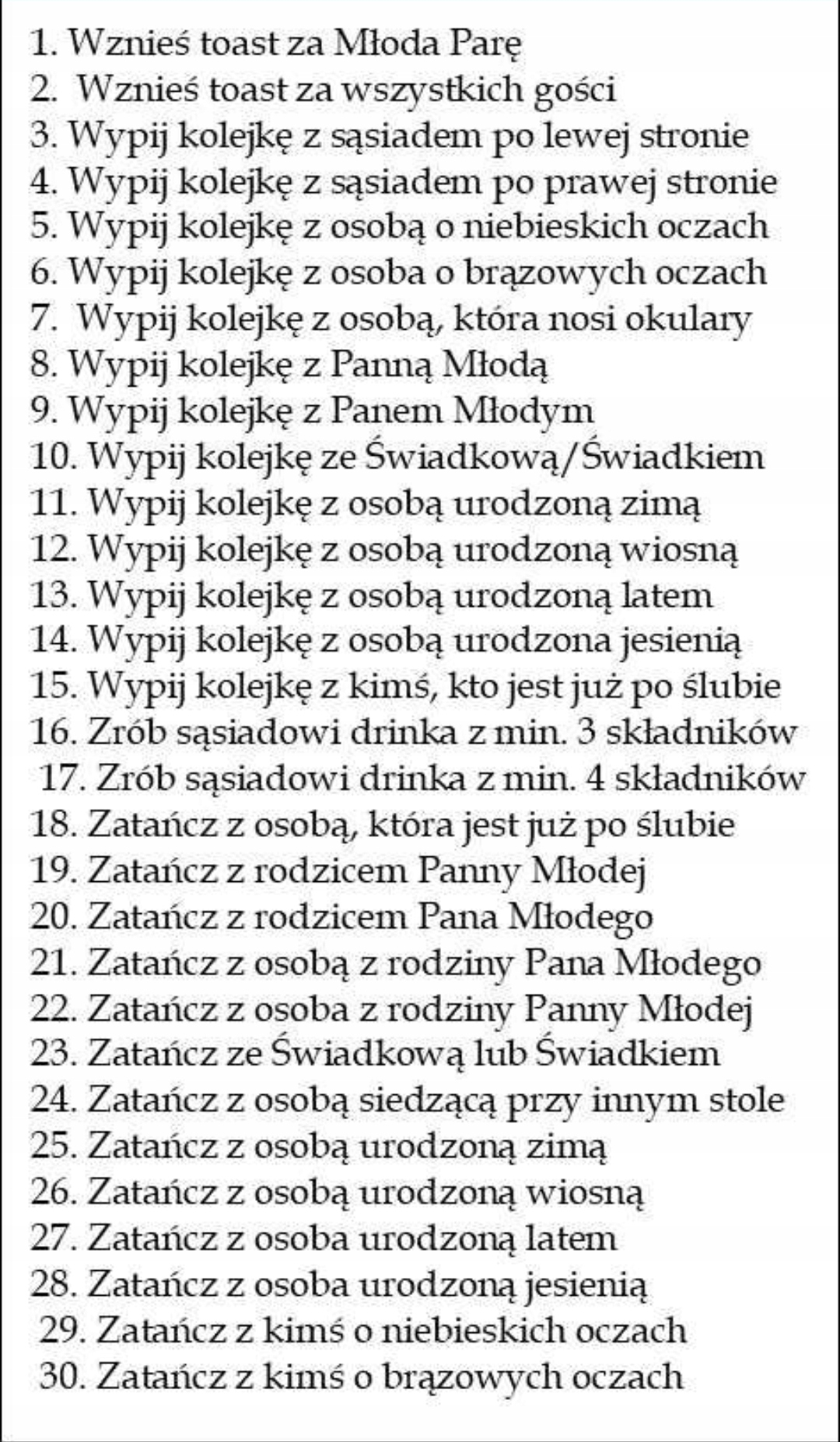 Zdrapka winietka z zadaniem dla gości weselnych Liczba sztuk 1 szt.