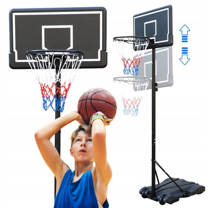 Volně stojící basketbalový koš s nastavitelnou výškou od 1,79 do 2,13 m. Ar
