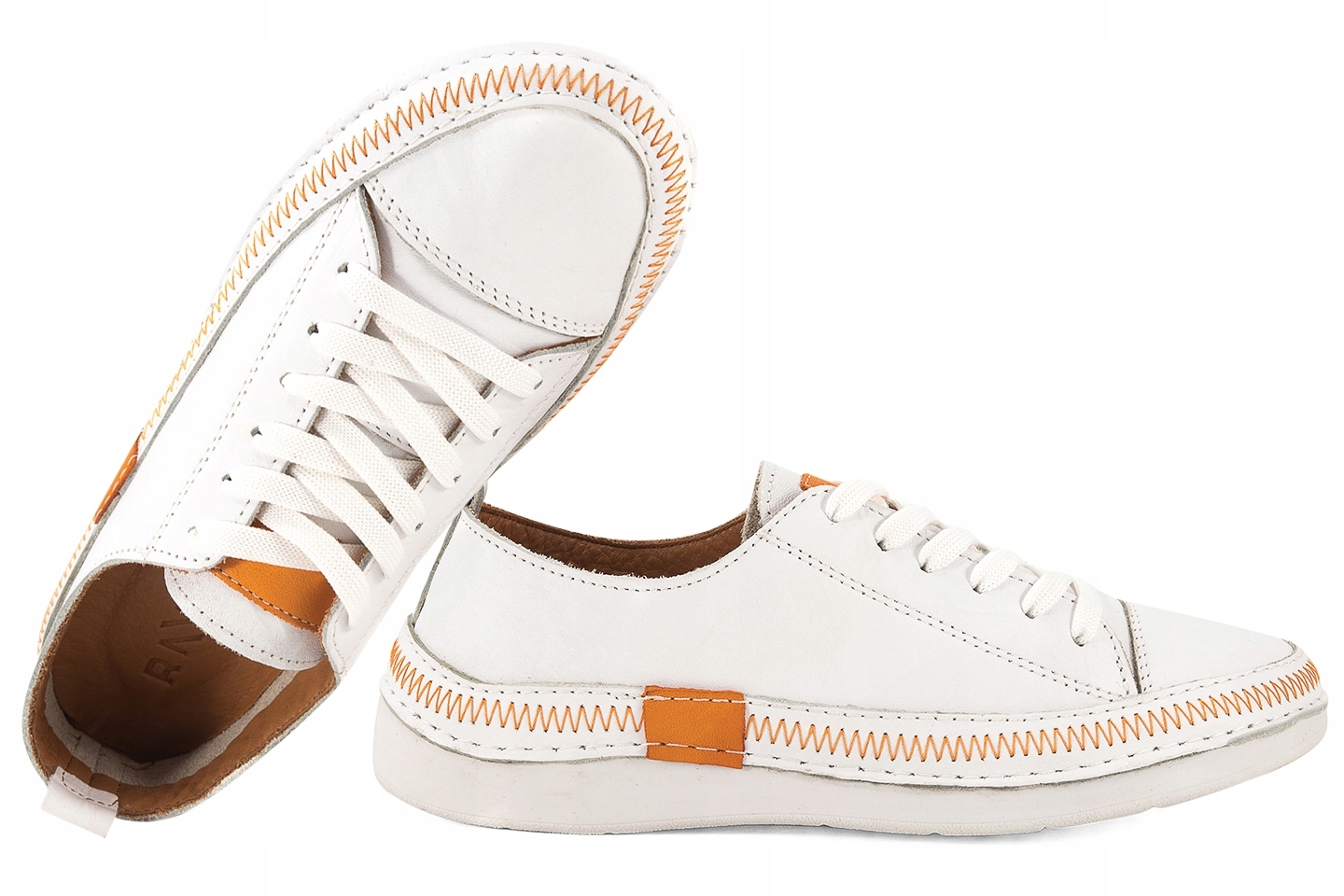 Ravini 26300 Dámské Kožené Polobotky Tenisky, bílé, bílá, 36