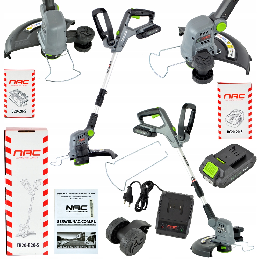 Podkaszarka Akumulatorowa Nac 20V Duży Akumulator 2Ah Regulowana Teleskopow