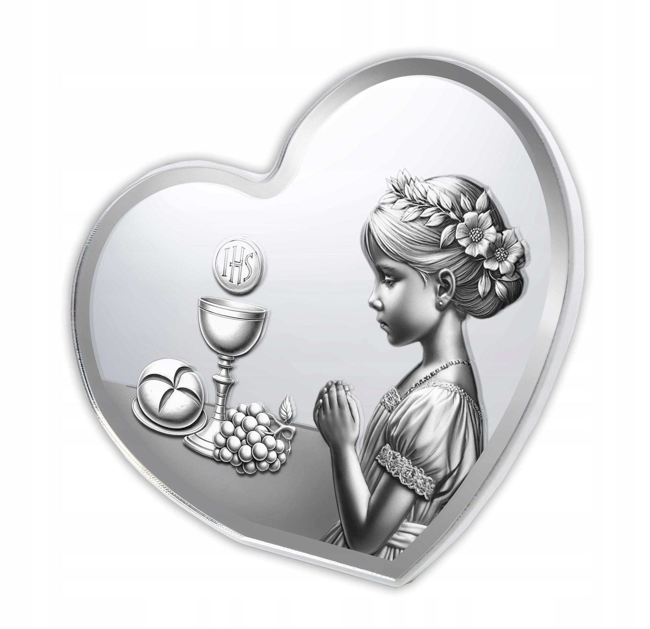 PAMIĄTKA PIERWSZEJ KOMUNII ŚWIĘTEJ OBRAZEK PREZENT NA KOMUNIĘ Z GRAWEREM Długość 15.5 cm