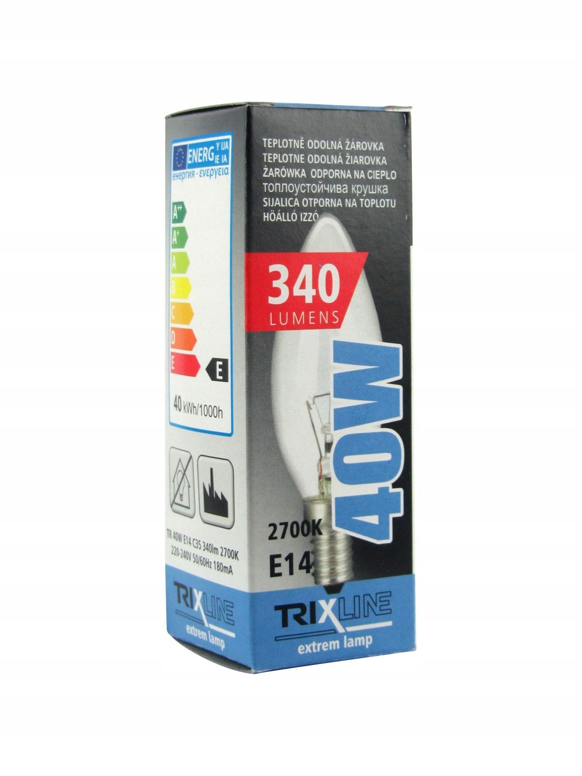 

Żarówka tradycyjna świeczka 230V E14 40W Tr
