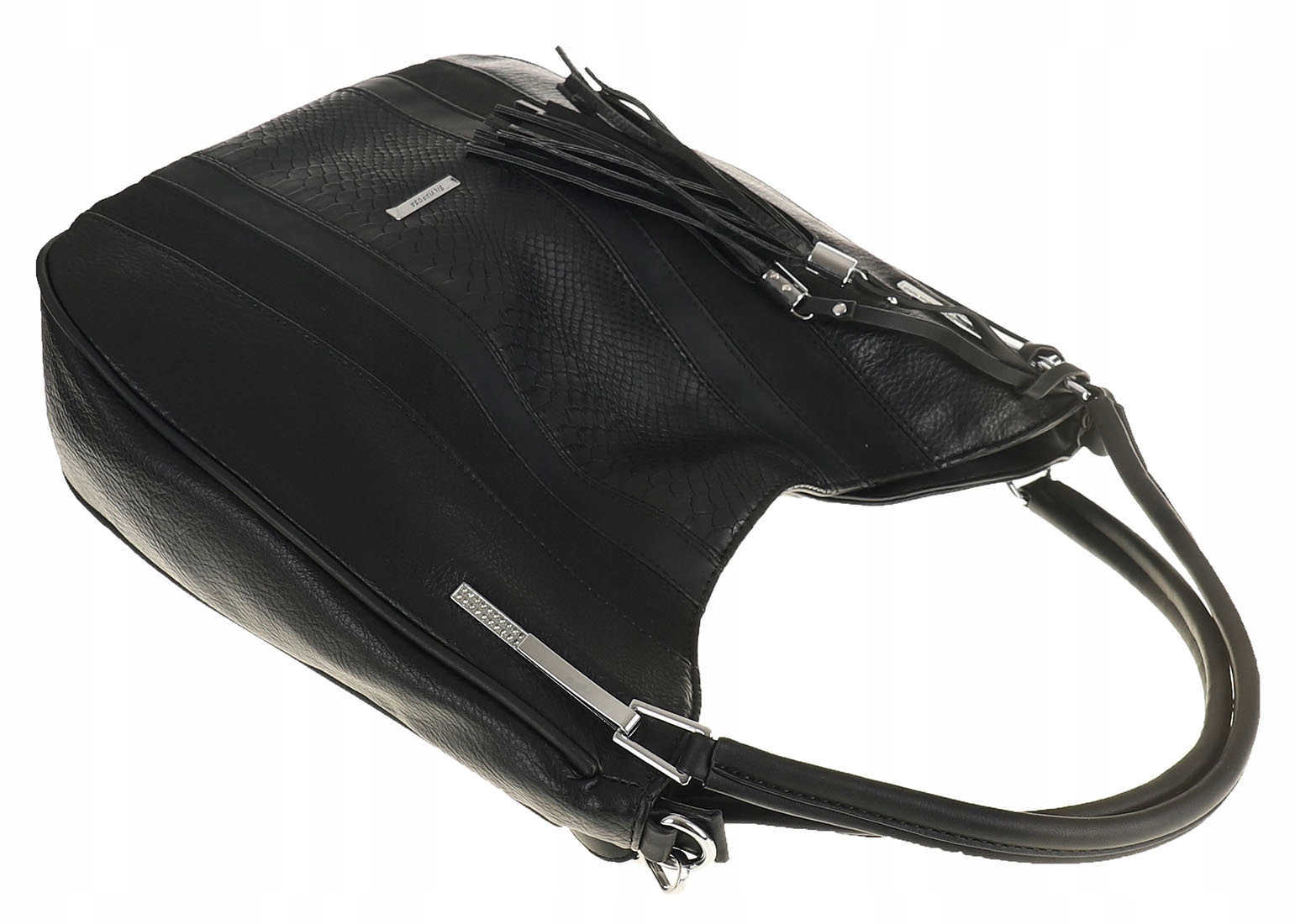 SILVIA ROSA Włoska Torebka Damska worek listonoszka na Ramę SR8116 Black Cechy dodatkowe kieszonka na telefon