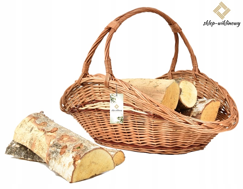 Polský krbový koš na palivové dřevo do krbu Proutěný stojan 70 cm