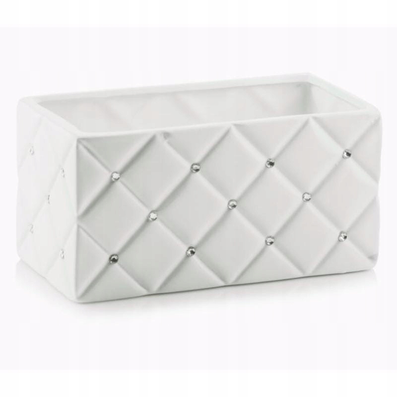 

Biała osłonka na dwie doniczki glamour prostokątna