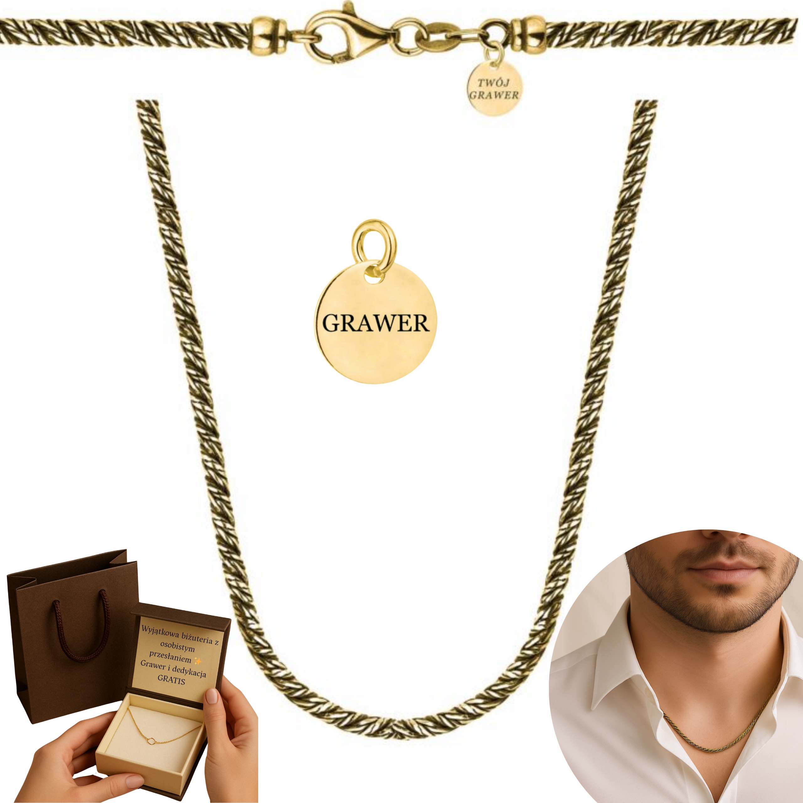 Oxidovaný Řetízek Pokovaný Zlatý Řetízek Ryzosti 925 585 Kulatý 3MM Unisex Vintage